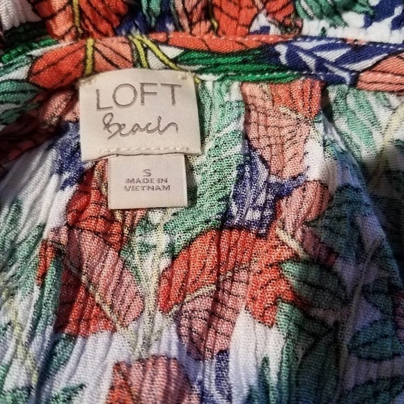 LOFT Beach Dress Floral Gauzy Cover Up Tassels Small - Picture 7 of 8
